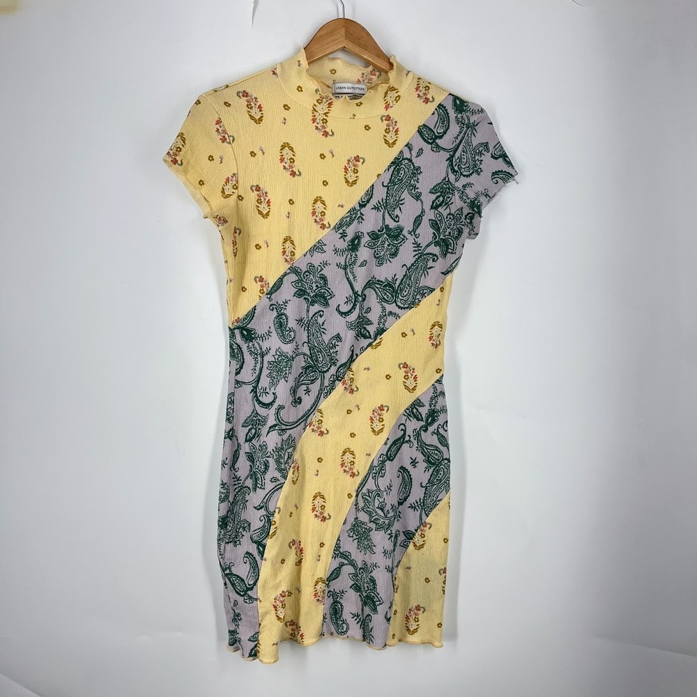 Urban Outfitters Mixed Print Mock Neck Mini Dress Floral Paisley Size M